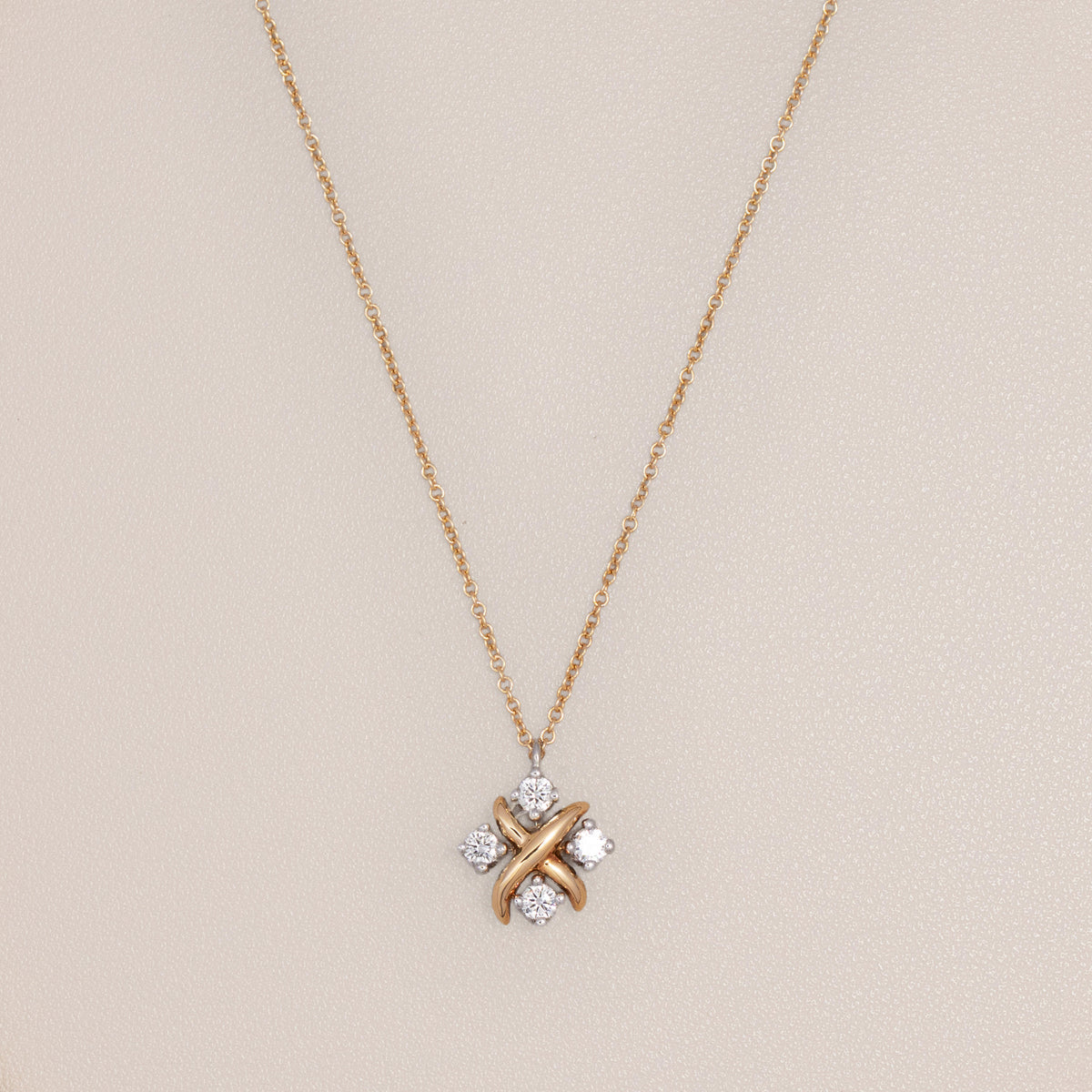 Tiffany & Co. 18K Yellow Gold Schlumberger Sixteen Stone Pendant — full view