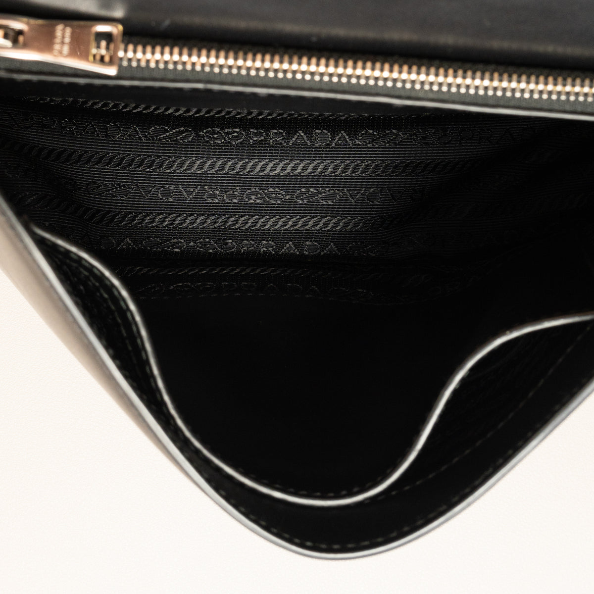 Prada Elektra Shoulder Bag, Black and Red — interior