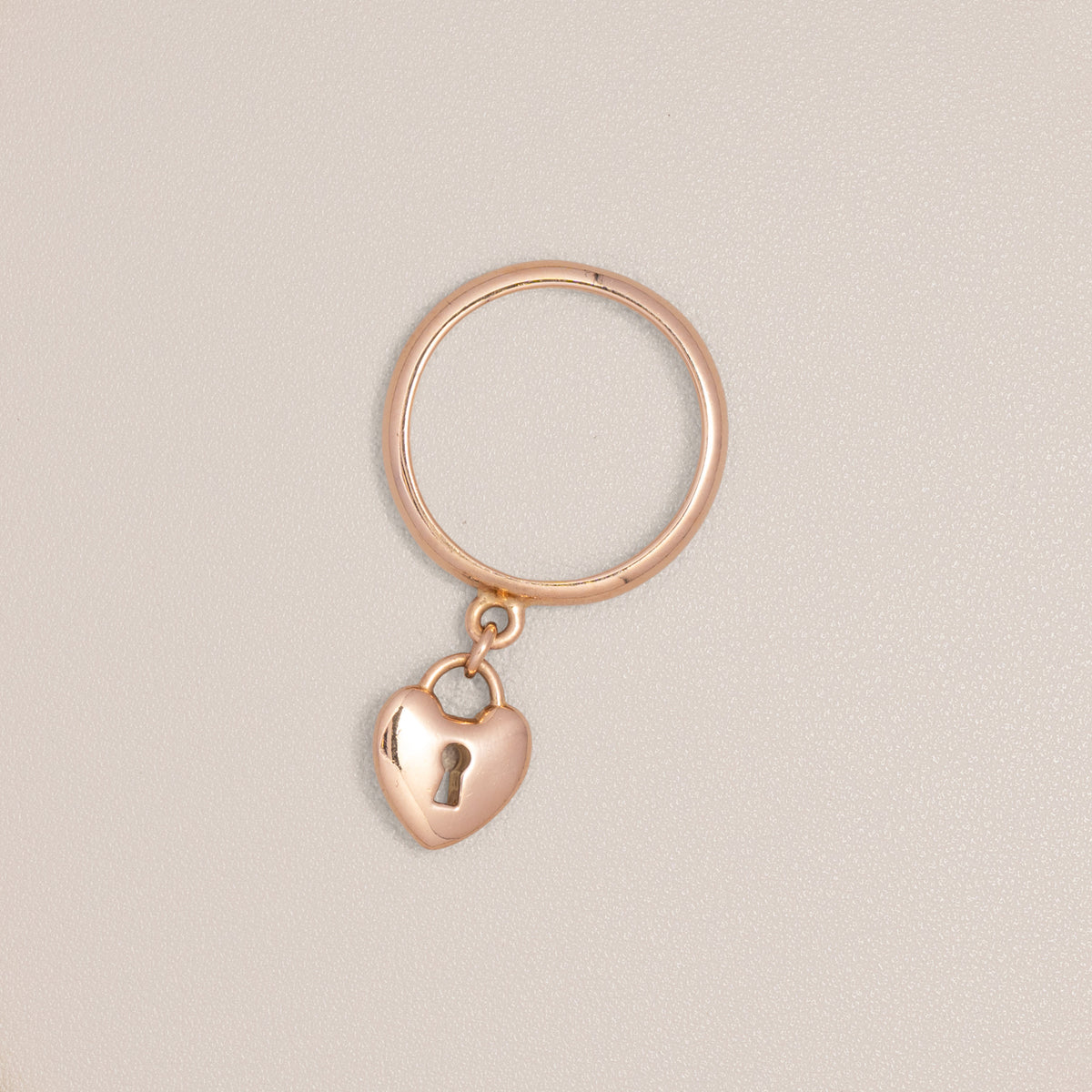 Tiffany & Co. 18K Rose Gold Heart Lock Charm Ring, Size 5½
