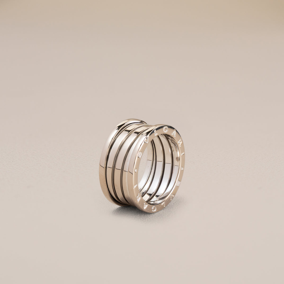 Bulgari 18K White Gold B.zero1 Ring, Size 60