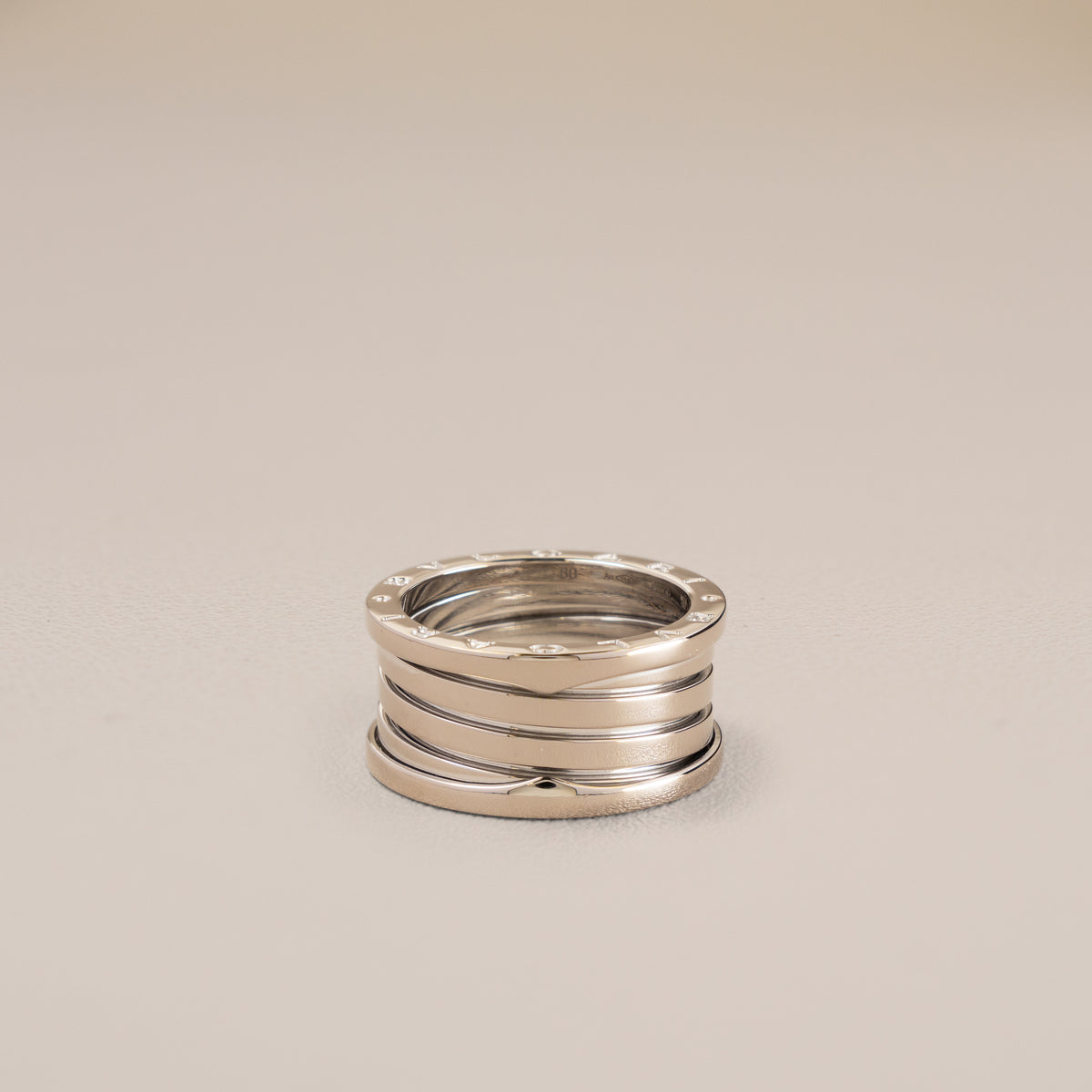 Bulgari 18K White Gold B.zero1 Ring, Size 60 — rim