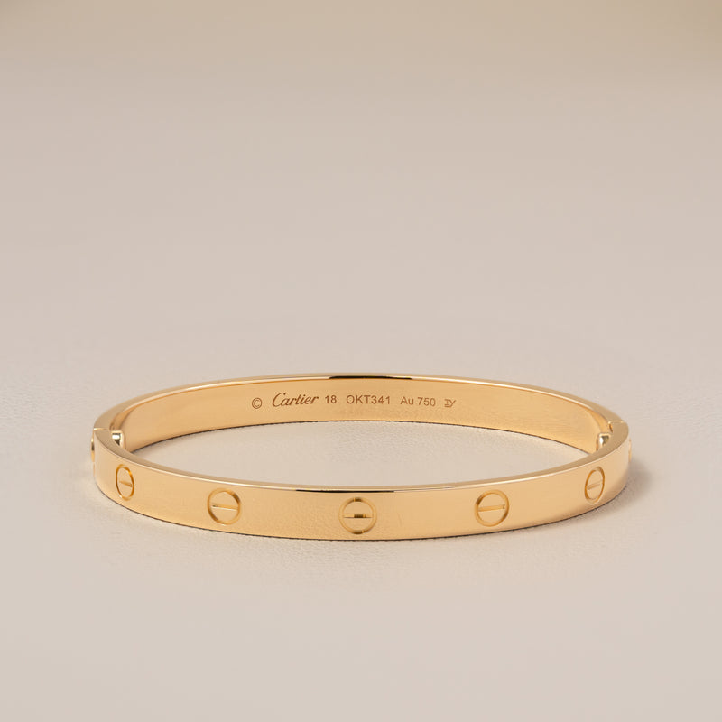 Cartier 18K Yellow Gold Love Bracelet, Size 18 NJB0062