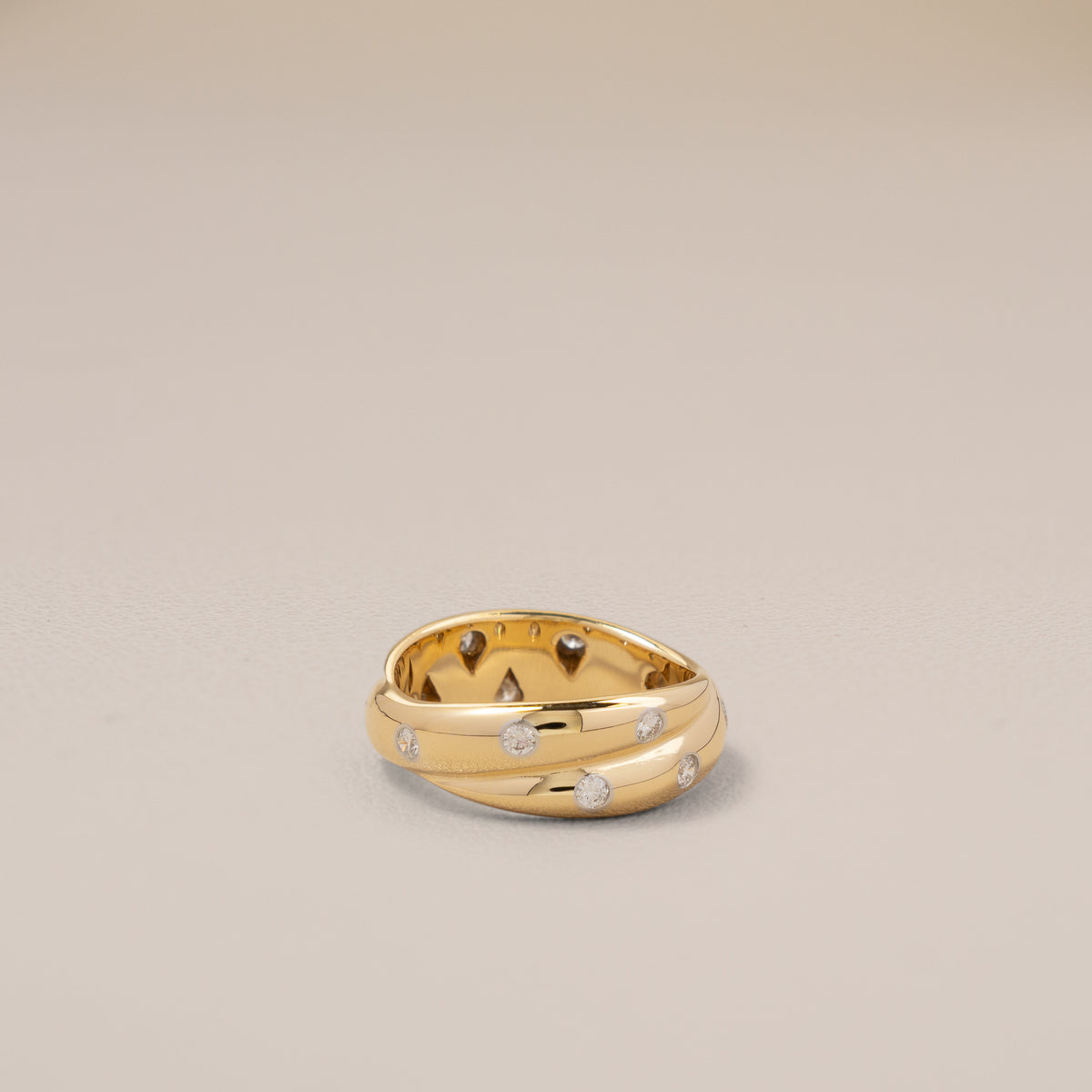 Tiffany & Co. 18K Gold and Platinum Diamond Etoile Ring, Size 7 — inside