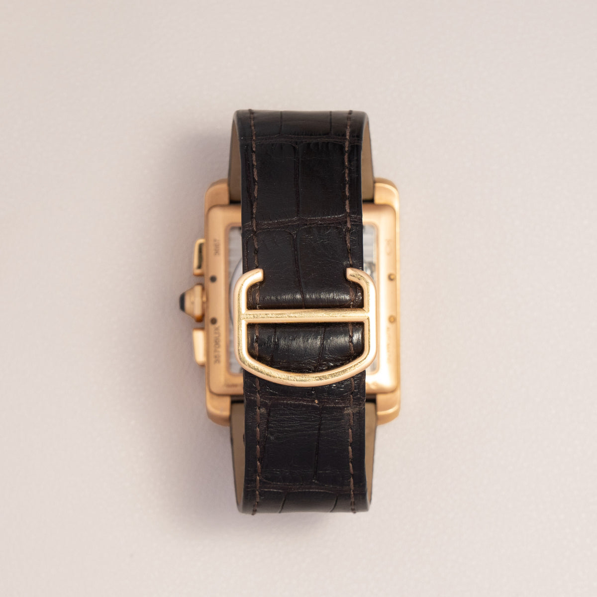 Cartier Tank MC Chronograph, 18K Rose Gold — reverse