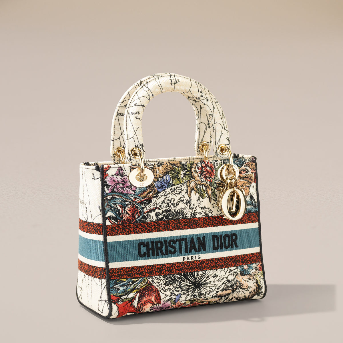 Christian Dior Medium Lady D-Lite, Latte Dior Constellation Embroidery — angle