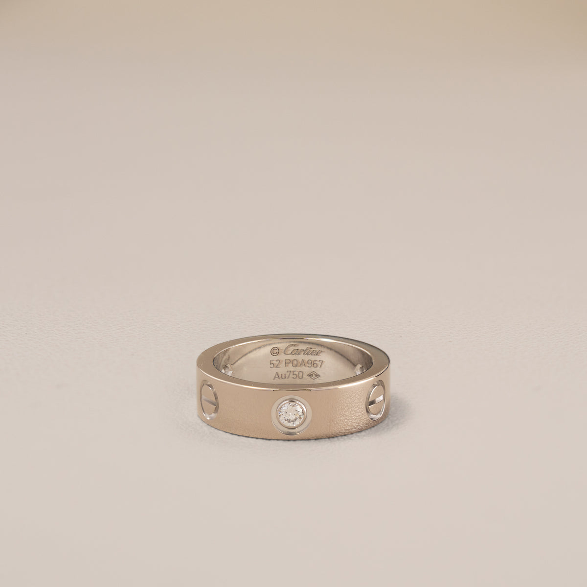 Cartier 18K White Gold Diamond Love Ring, Size 52