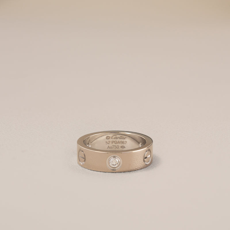 Cartier 18K White Gold Diamond Love Ring, Size 52