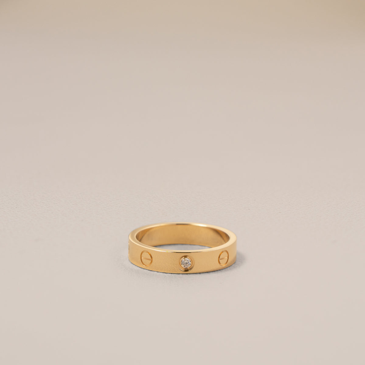 Cartier 18K Yellow Gold Diamond Small Love Ring, Size 52