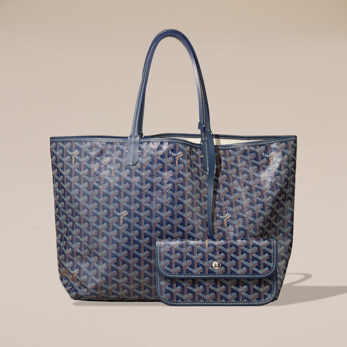 Goyard Saint Louis PM, Navy Blue — with its pouch