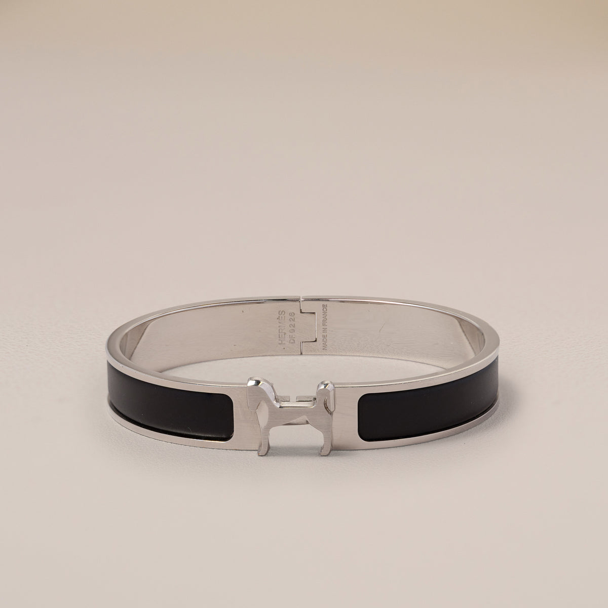 Hermès Palladium Black Enamel Clic H Bracelet