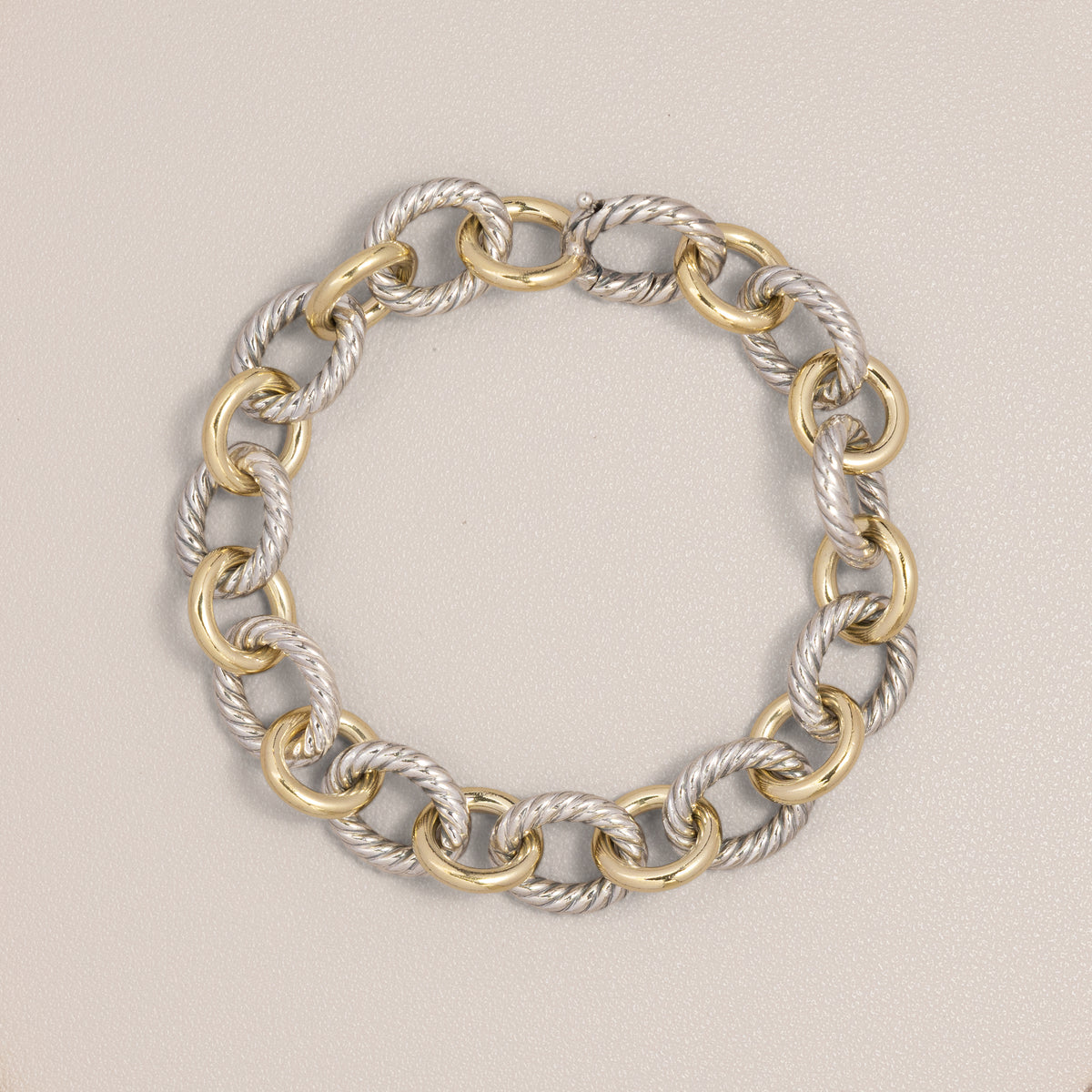 David Yurman Sterling Silver and 18K Gold Oval Link Bracelet