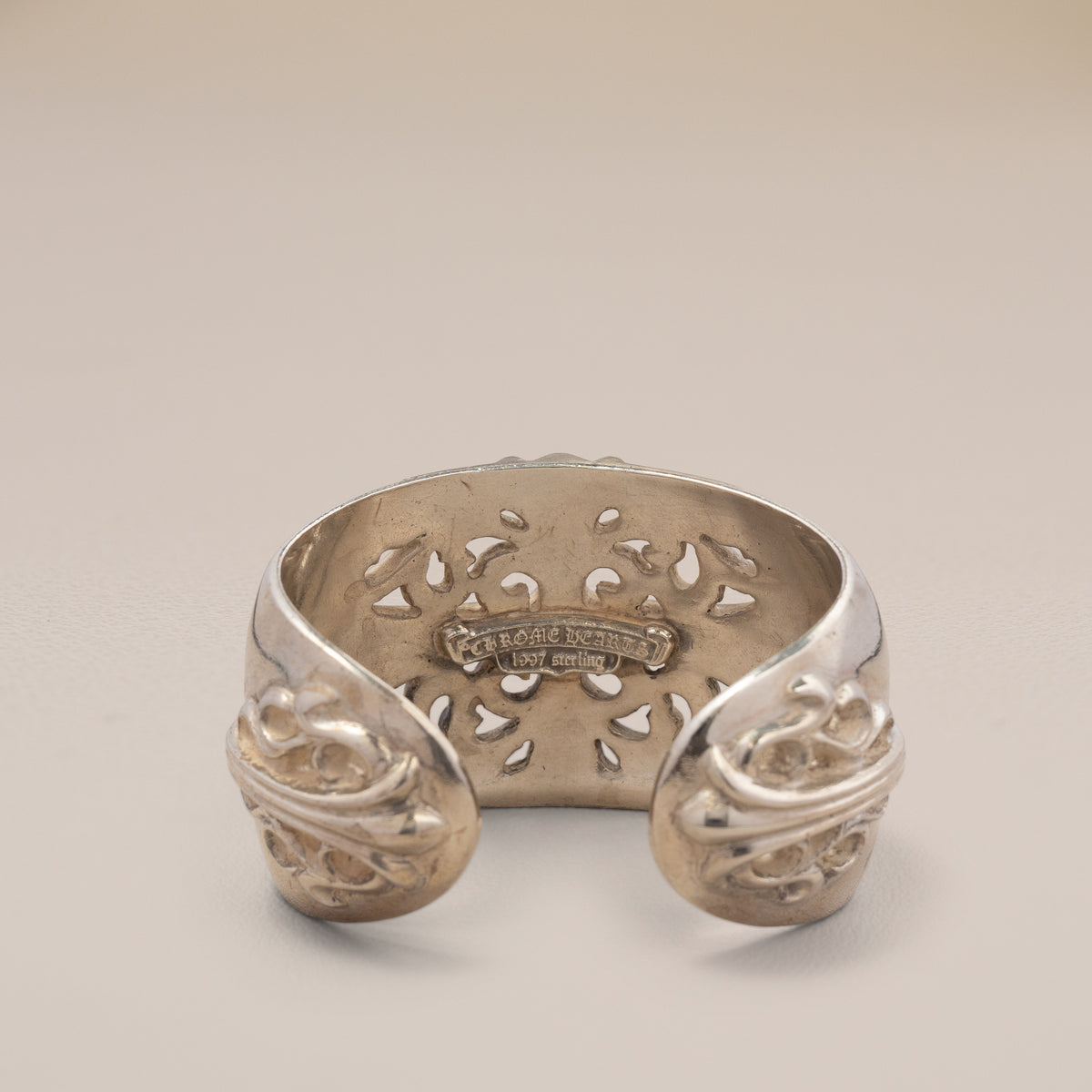 Chrome Hearts Sterling Silver Floral Cross Cuff — detail