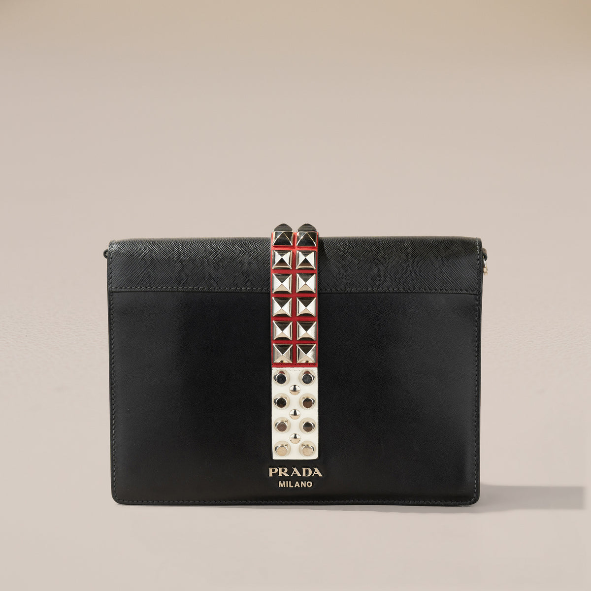 Prada Elektra Shoulder Bag, Black and Red — back