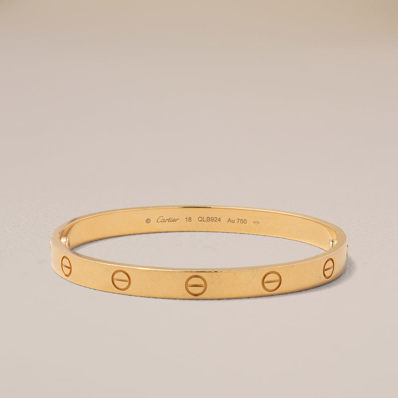 Cartier 18K Yellow Gold Love Bracelet, Size 18 NJO-1374