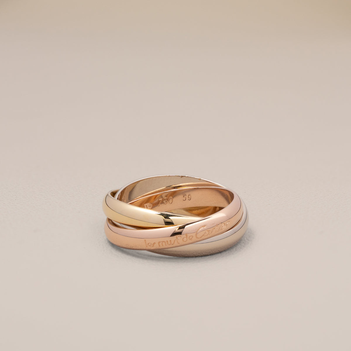Cartier 18K Three-Colour Gold les must de Cartier Trinity Ring, Size 59