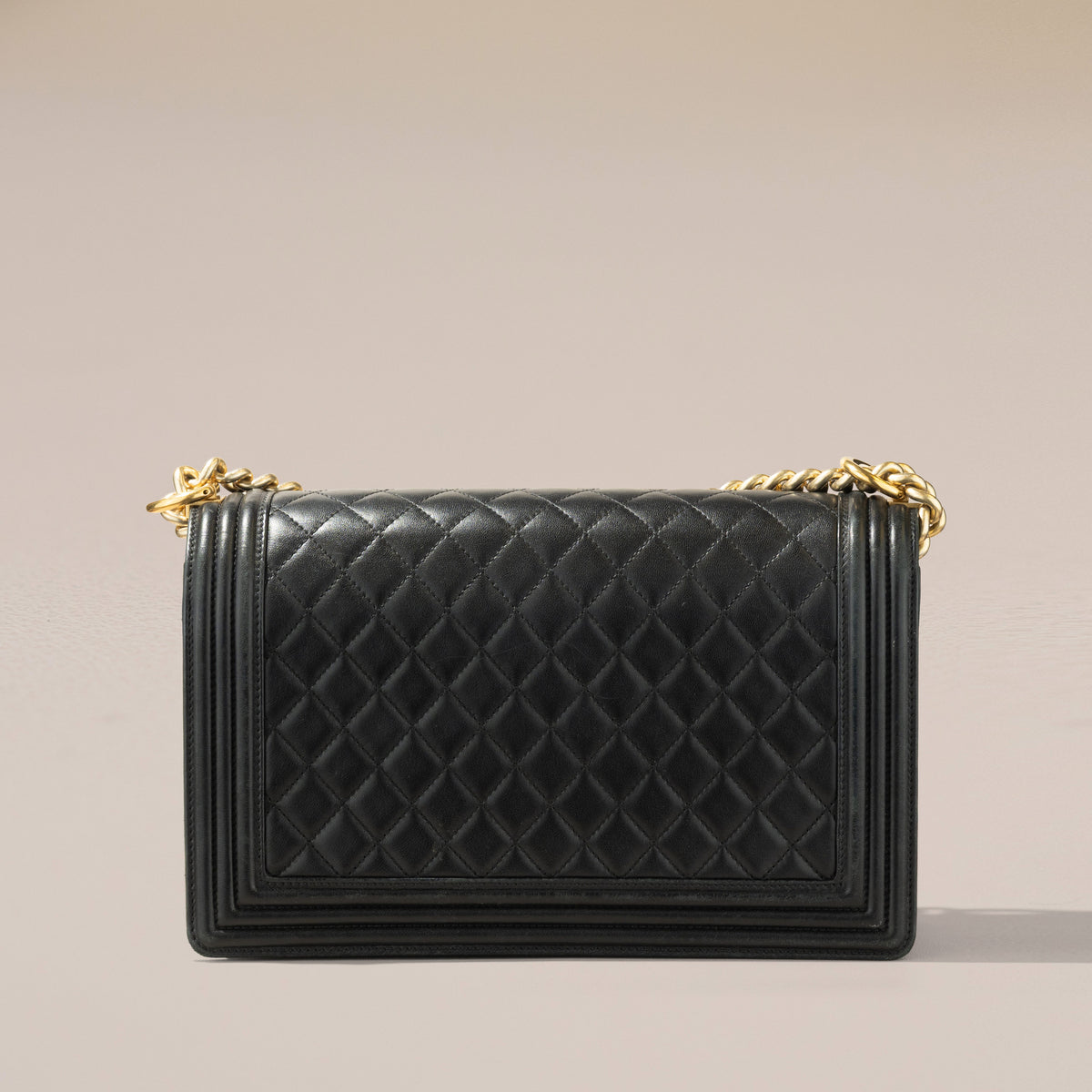 Chanel New Medium Boy Bag, Black Lambskin — back