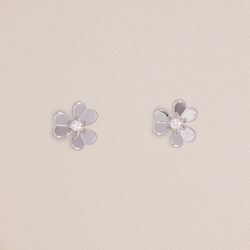 Van Cleef & Arpels 18K White Gold Diamond Mini Frivole Earrings