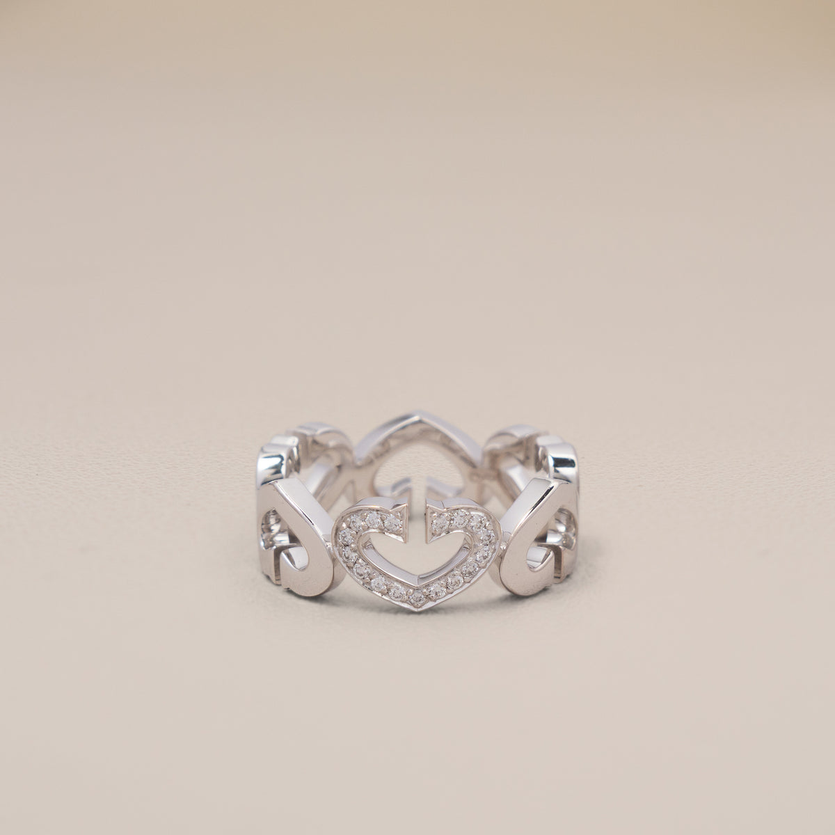 Cartier 18K White Gold Diamond C Heart de Cartier Ring, Size 6½
