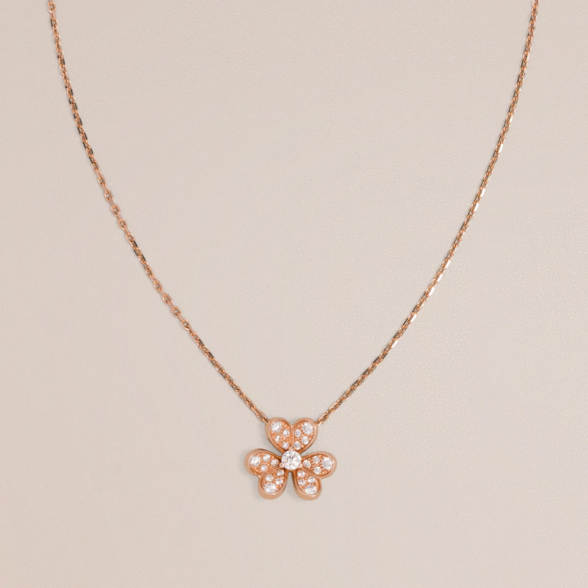 Van Cleef & Arpels 18K Rose Gold Diamond Mini Frivole Pendant — full view