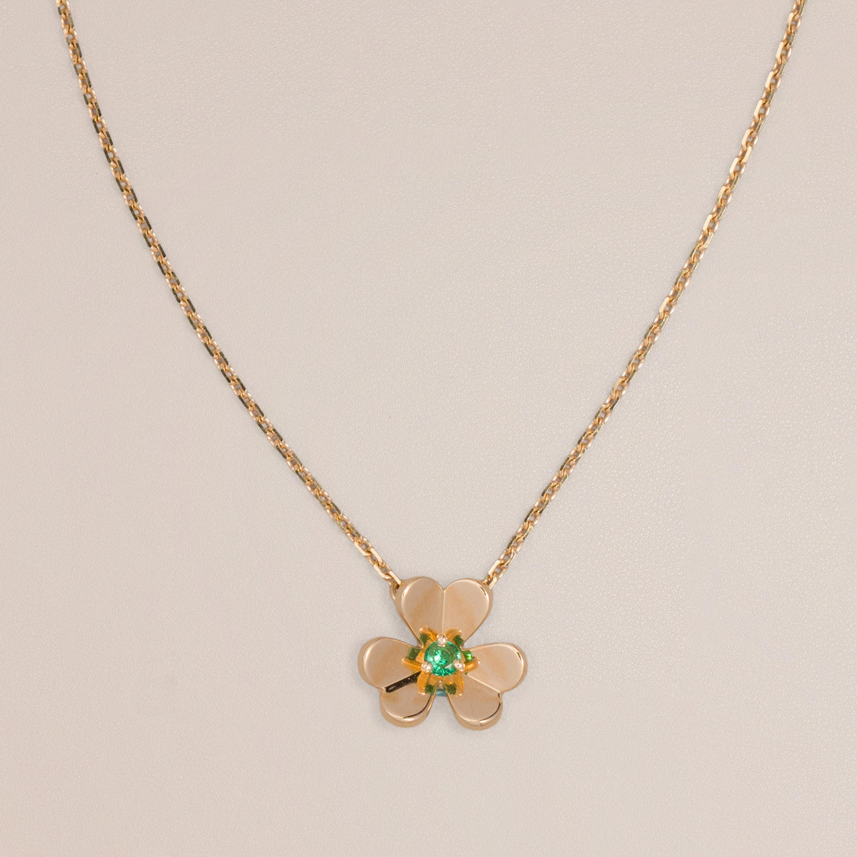 Van Cleef & Arpels 18K Yellow Gold Emerald Mini Frivole Pendant — full view