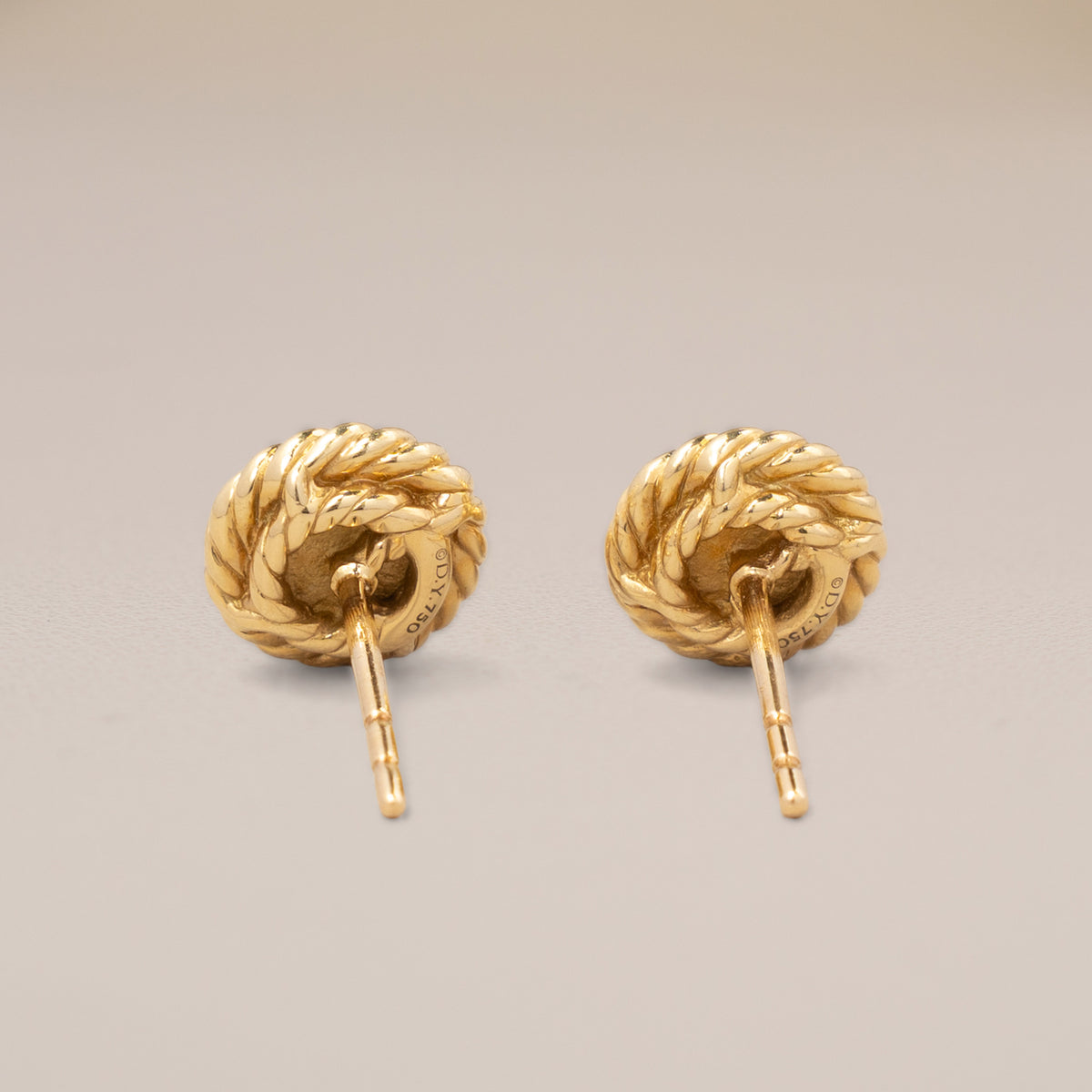 David Yurman 18K Yellow Gold Diamond DY Elements Button Earrings — backs