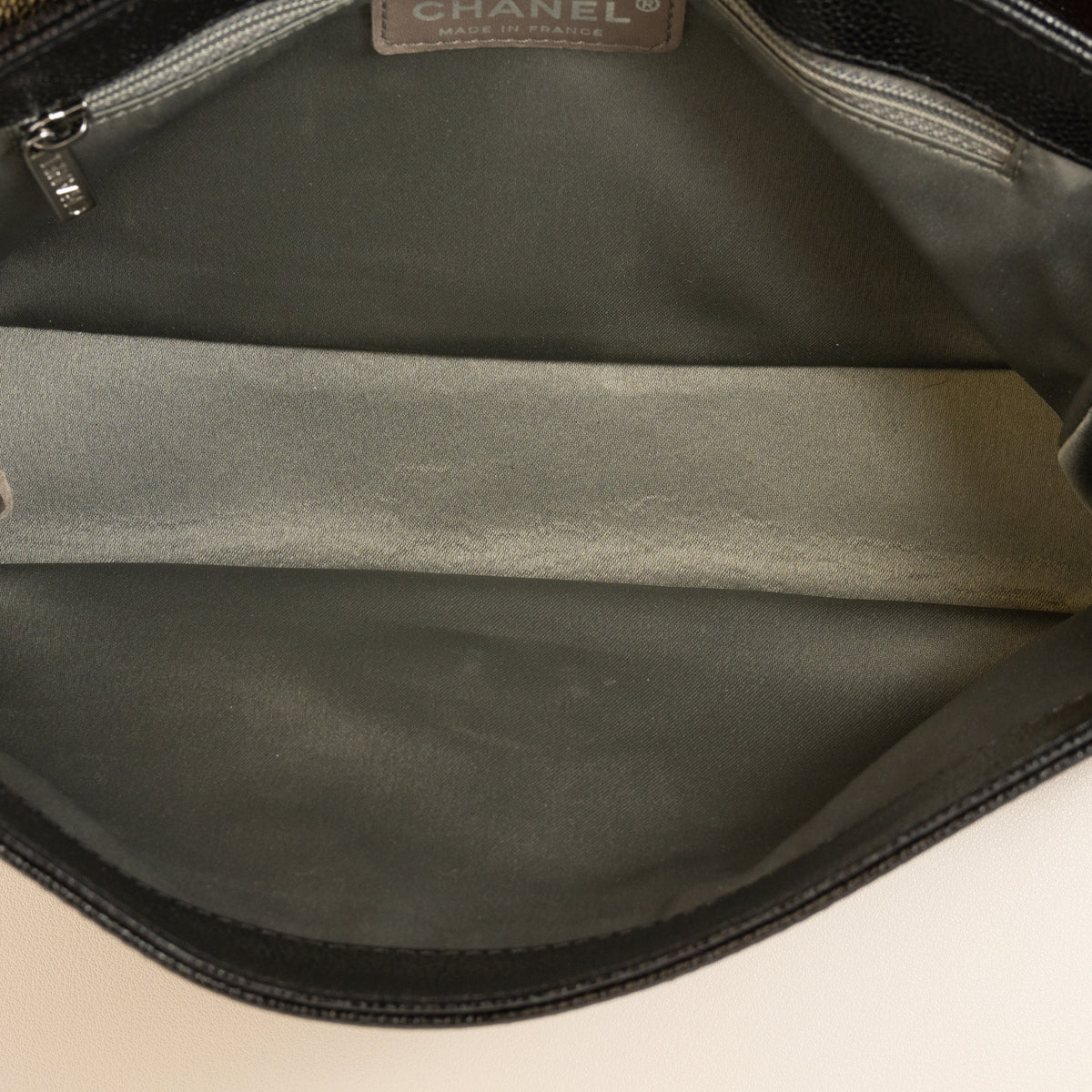 Chanel Pocket in the City Flap Bag, Black Glazed Caviar — interior