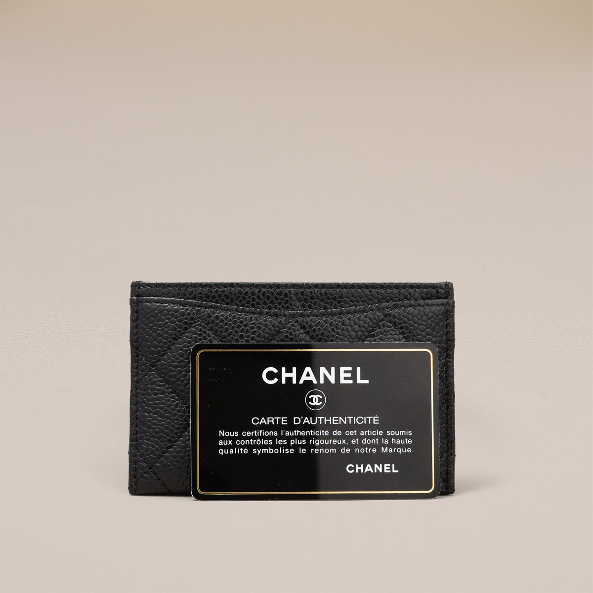 Chanel Classic Card Holder, Black Caviar — authenticity card
