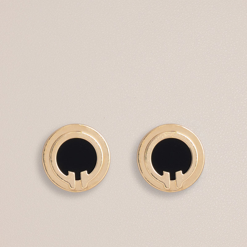 Tiffany & Co. 18K Yellow Gold Onyx Tiffany T Earrings