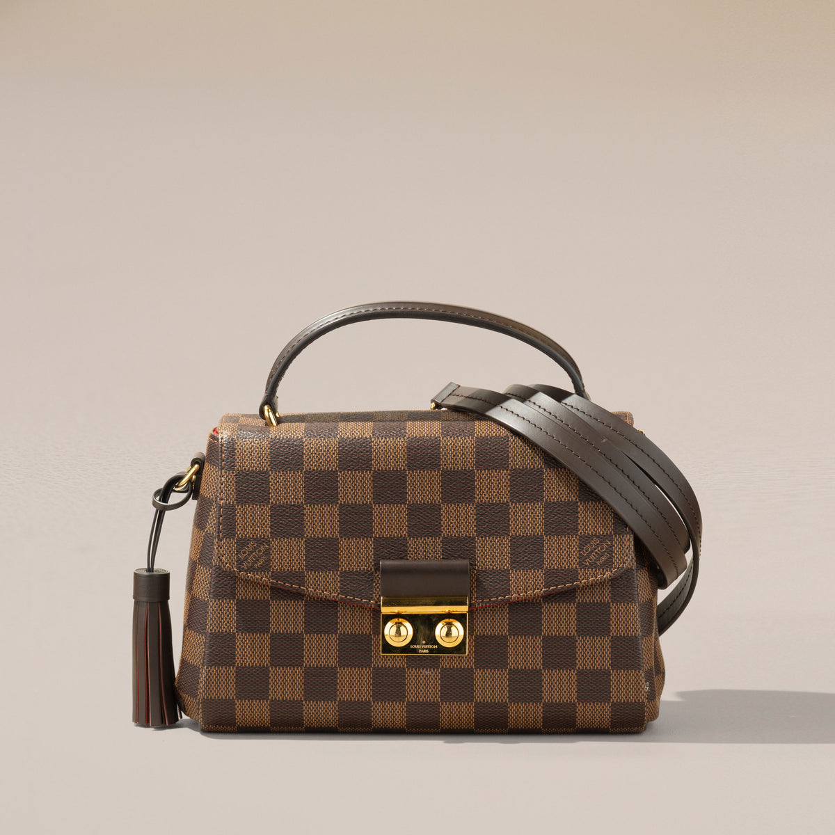 Louis Vuitton Croisette, Damier Ebene — with strap and tassel
