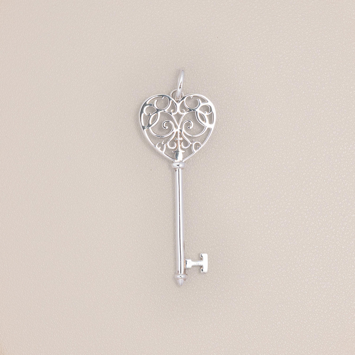 Tiffany & Co. Sterling Silver Enchant Heart Key Pendant — full view
