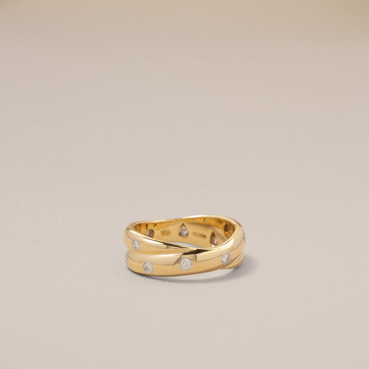 Tiffany & Co. 18K Gold and Platinum Diamond Etoile Ring, Size 7