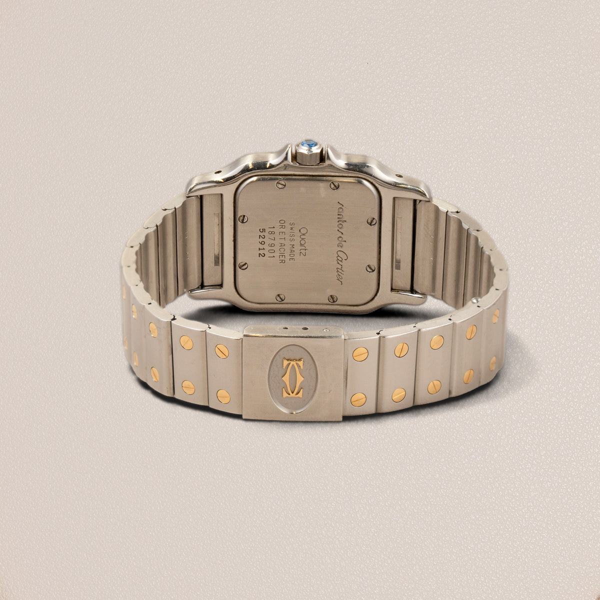 Cartier Santos Galbée 187901, Steel and 18K Yellow Gold — detail