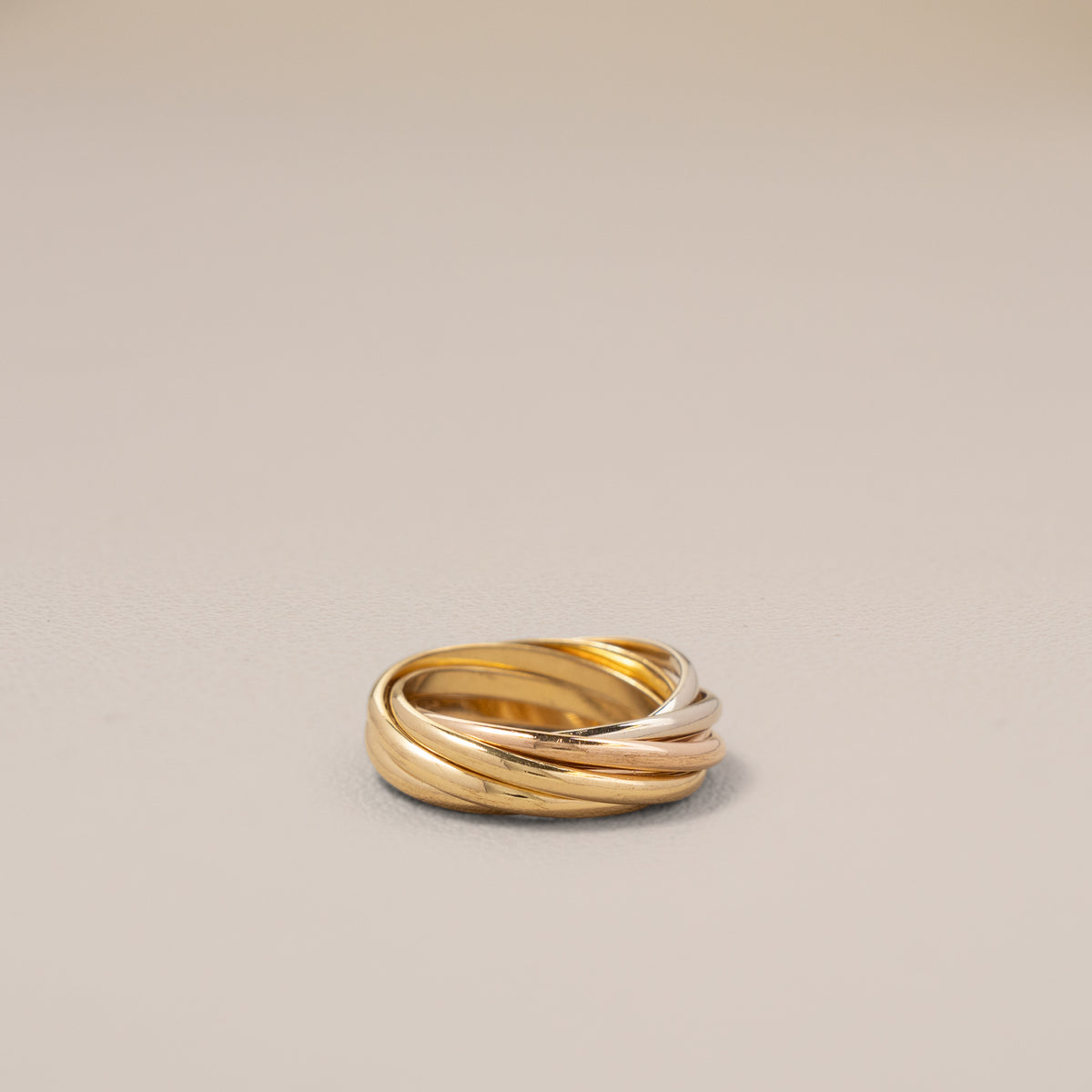Cartier 18K Three-Colour Gold Seven-Band Trinity Ring, Size 46