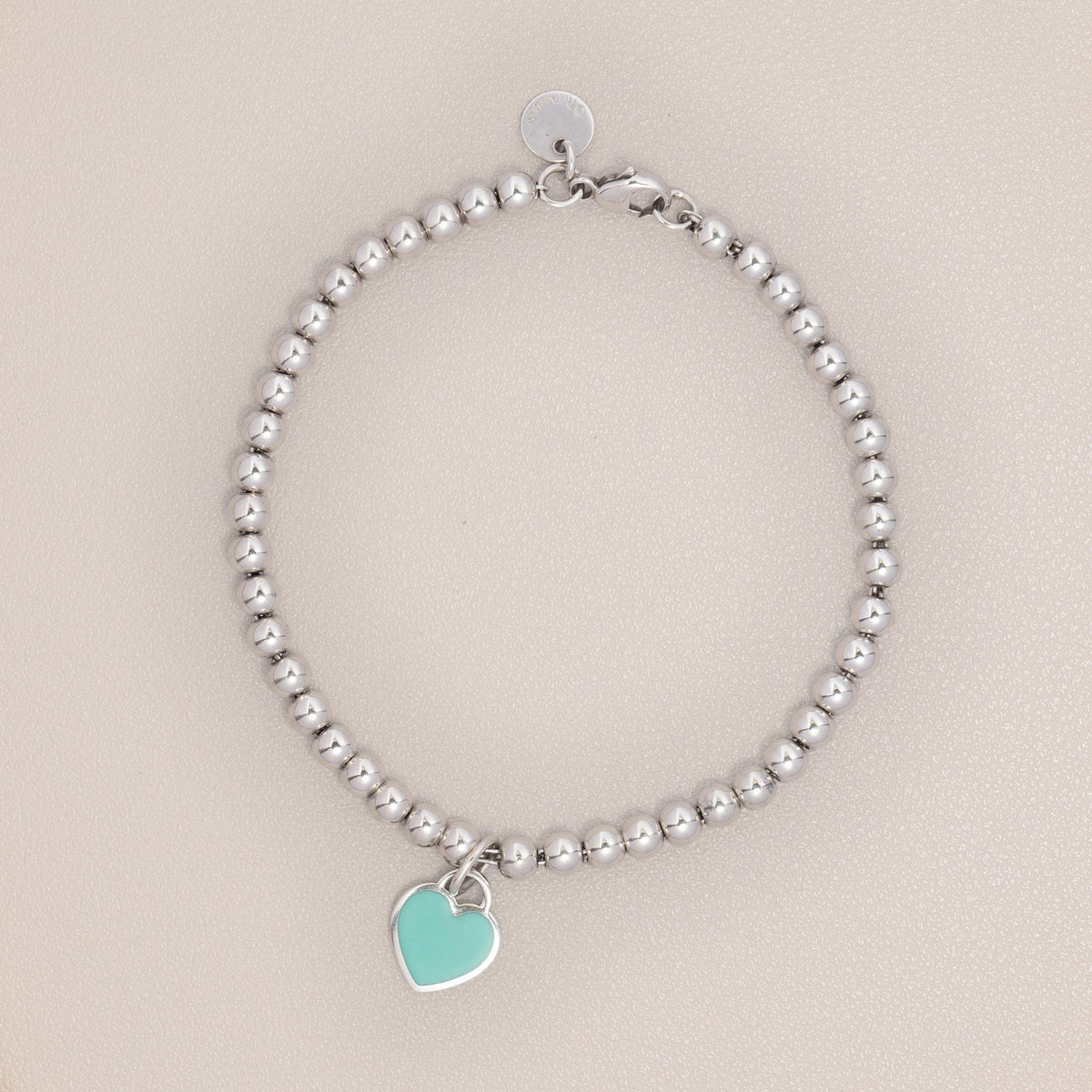 Tiffany & Co. Sterling Silver Blue Enamel Return to Tiffany Bead Bracelet