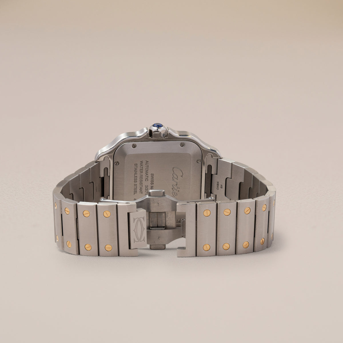 Santos de Cartier W2SA0009, Large Model, Steel and 18K Yellow Gold (2022) — reverse