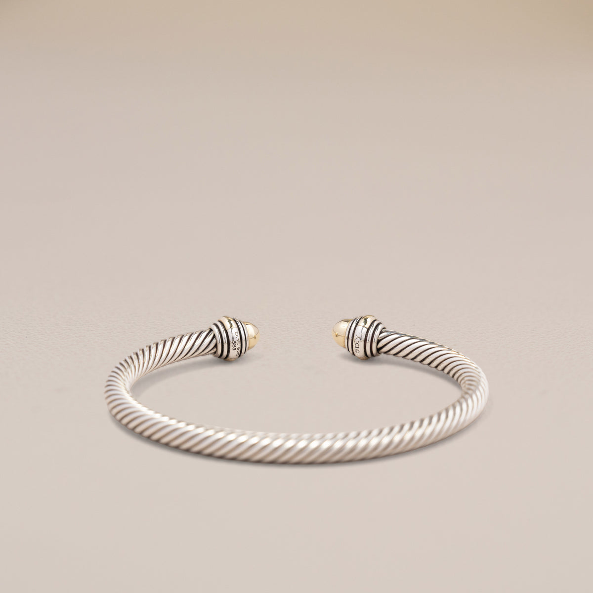 David Yurman Sterling Silver and 14K Gold Classic Cable Bracelet — reverse