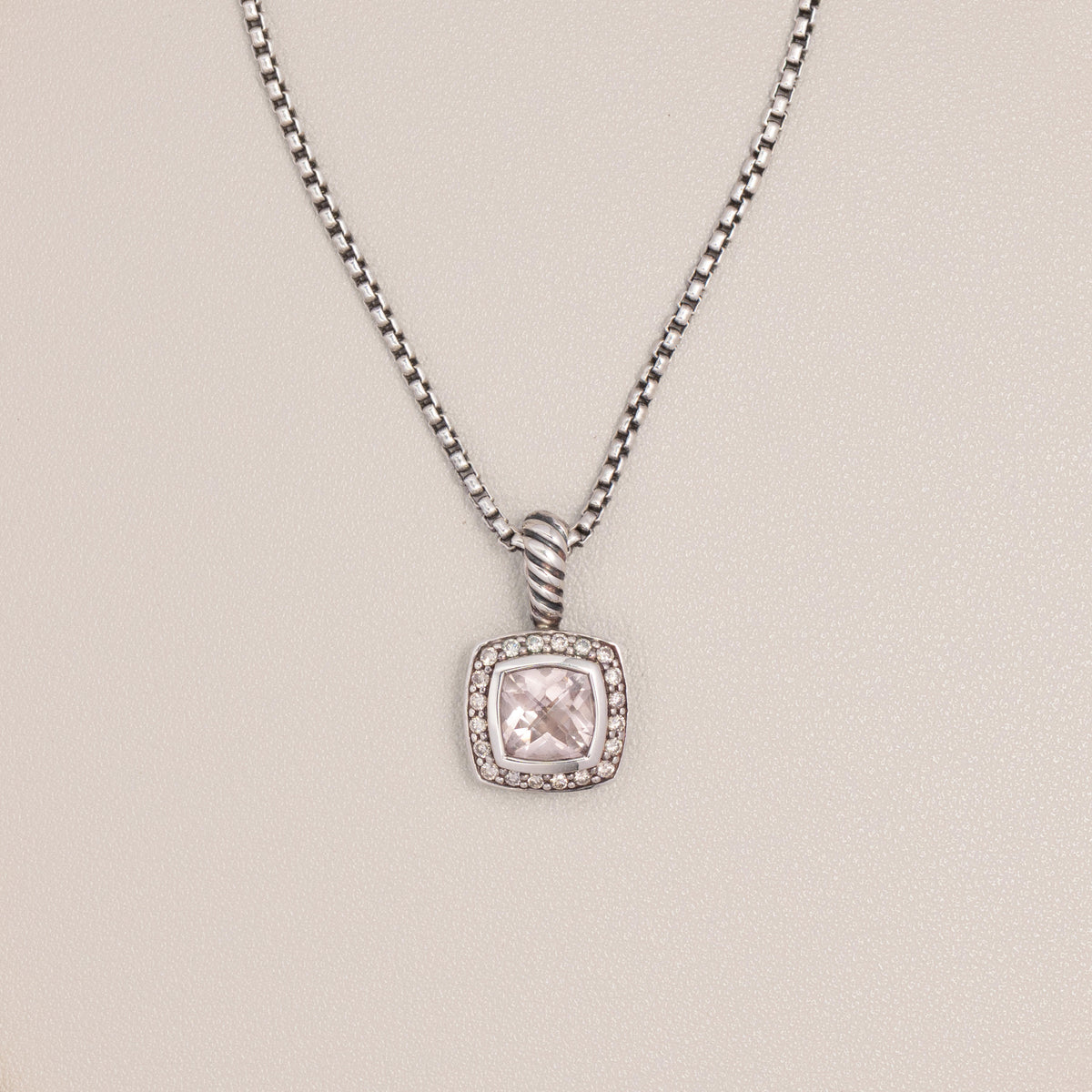 David Yurman Sterling Silver Morganite Albion Pendant — full view