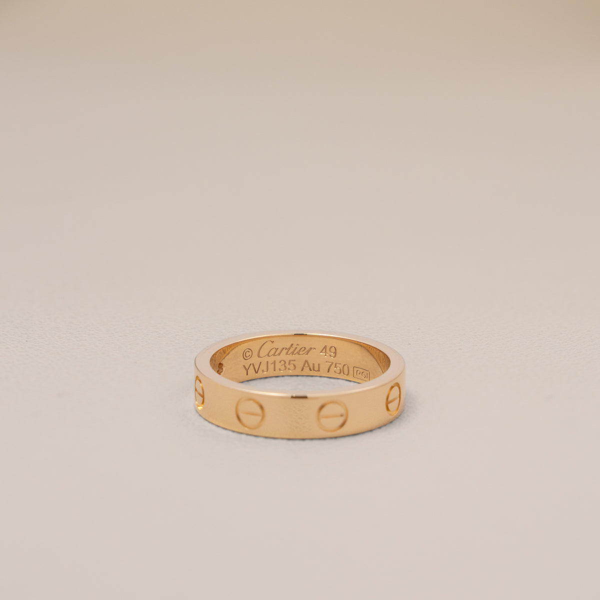 Cartier 18K Yellow Gold Diamond Love Ring, Size 49 — detail