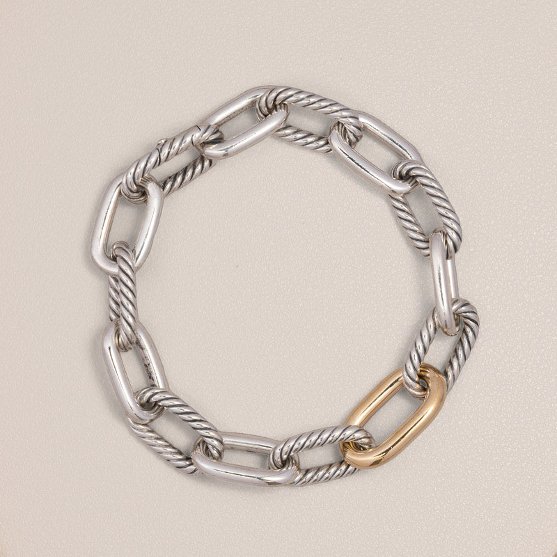 David Yurman Sterling Silver and 18K Gold DY Madison Bracelet