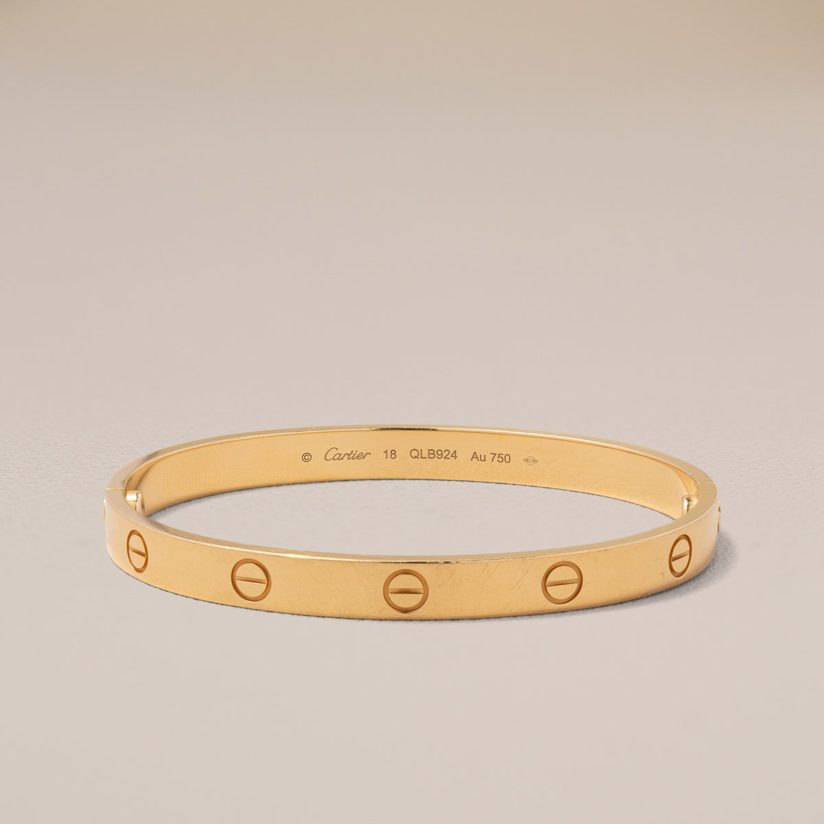 Cartier 18K Yellow Gold Love Bracelet, Size 18 NJO-1374