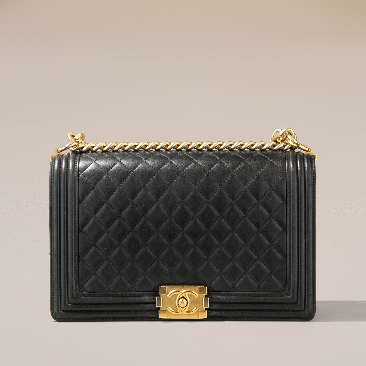 Chanel New Medium Boy Bag, Black Lambskin
