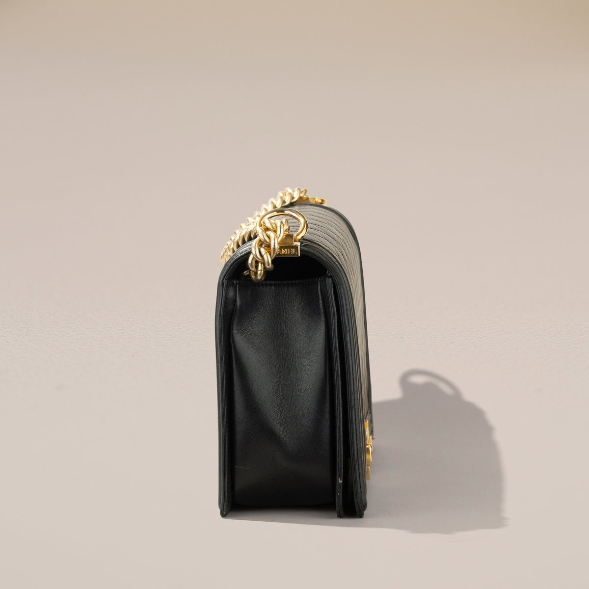 Chanel New Medium Boy Bag, Black Lambskin — other side