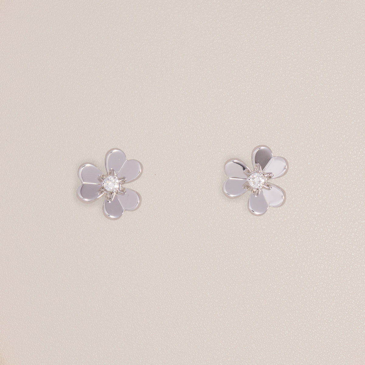 Van Cleef & Arpels 18K White Gold Diamond Mini Frivole Earrings