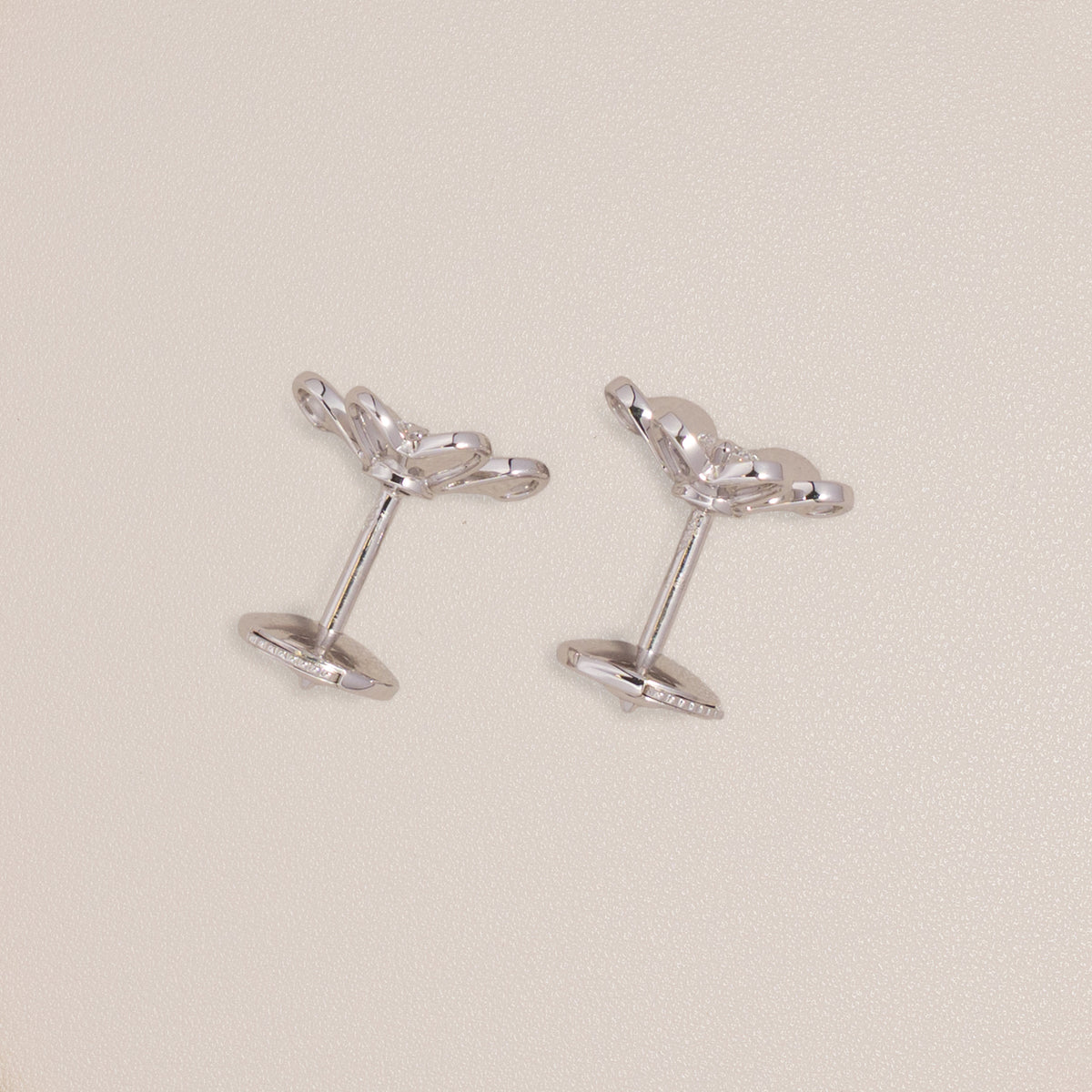 Van Cleef & Arpels 18K White Gold Diamond Mini Frivole Earrings — side