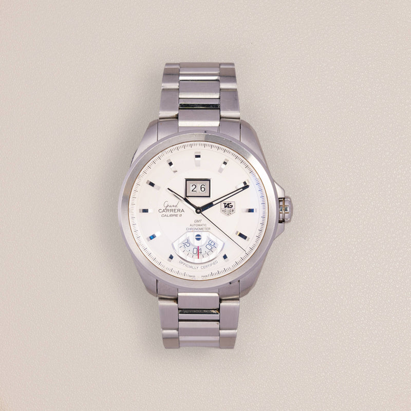 TAG Heuer Grand Carrera Calibre 8 GMT Grande Date, Silver Dial