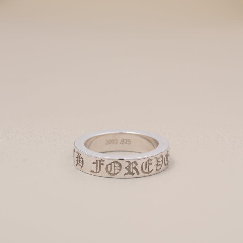 Chrome Hearts Sterling Silver CH Forever Band Ring, Size 8½
