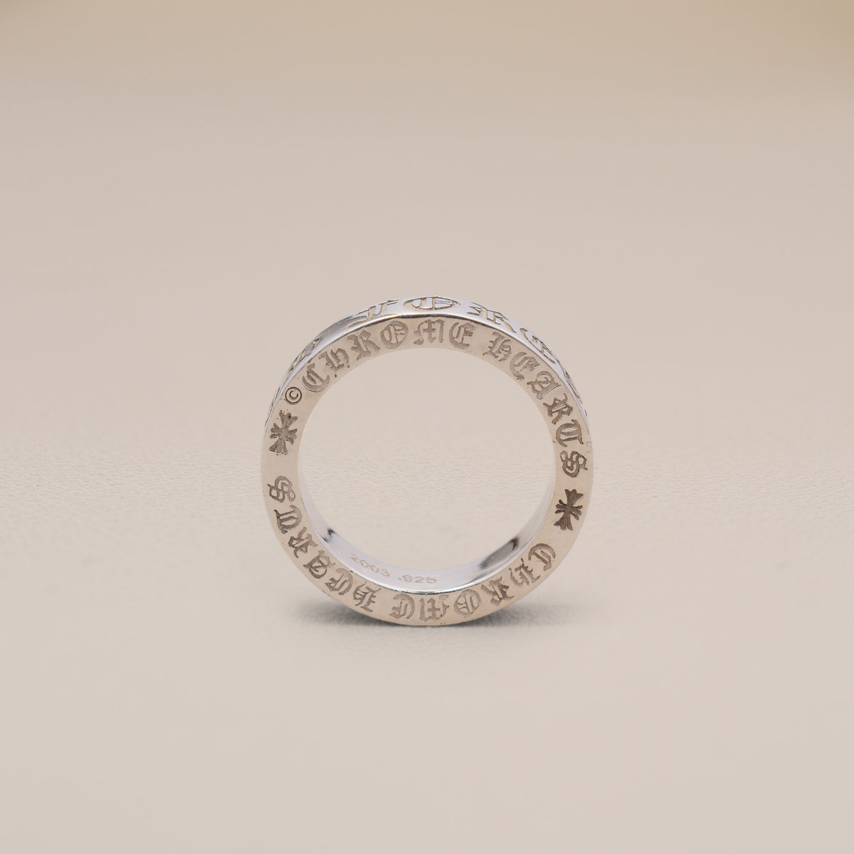 Chrome Hearts Sterling Silver CH Forever Band Ring, Size 8½ — detail