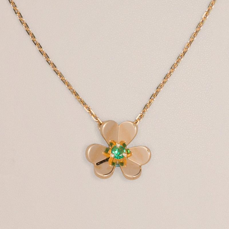 Van Cleef & Arpels 18K Yellow Gold Emerald Mini Frivole Pendant