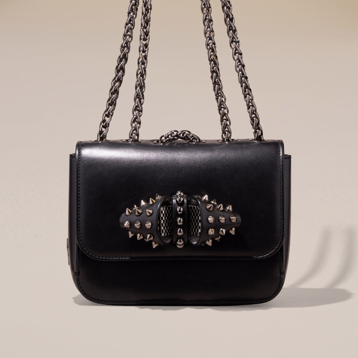 Christian Louboutin Sweet Charity Baby Chain Bag, Black Calfskin — chain raised