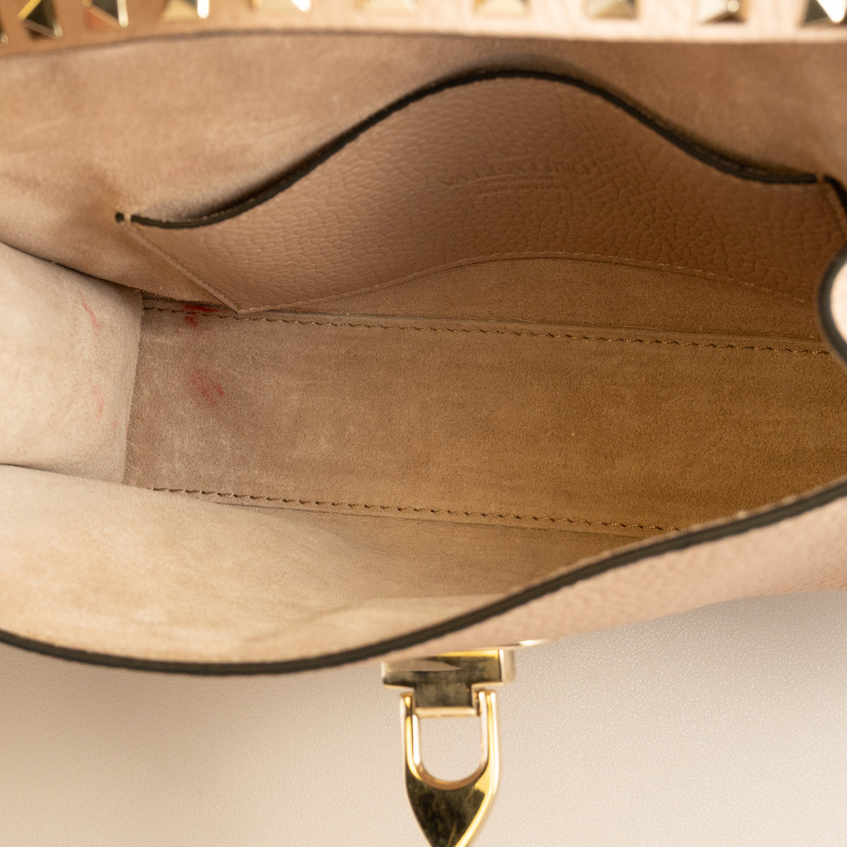 Valentino Garavani Small Rockstud Crossbody, Poudre Grainy Calfskin — interior